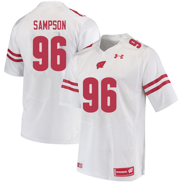 Men #96 Cormac Sampson Wisconsin Badgers College Football Jerseys Sale-White